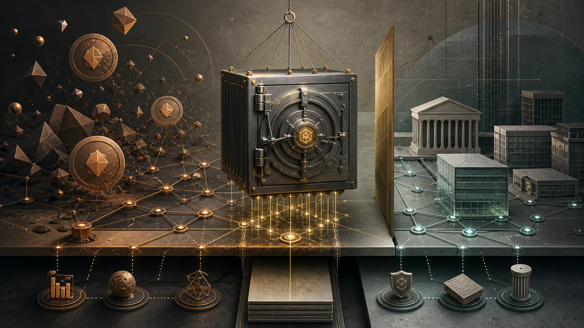 Editorial illustration for a source-based review of Coinbase's accounts, costs, controls, and investment experience